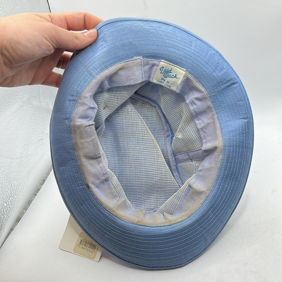 Vtg 1992 Laid Back Retirement Bucket Hat Gag Gift Blue Buttons Retired Rehired - Picture 7 of 9
